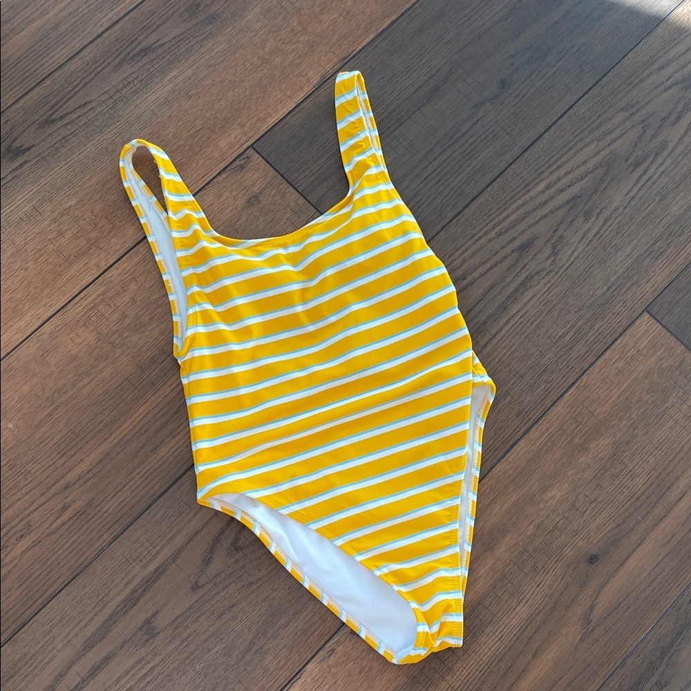 Flirty Yellow and White Striped Swimsuit - Picture 2 of 4